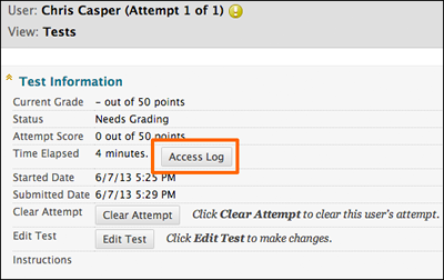 Quiz Access Log Entry Point