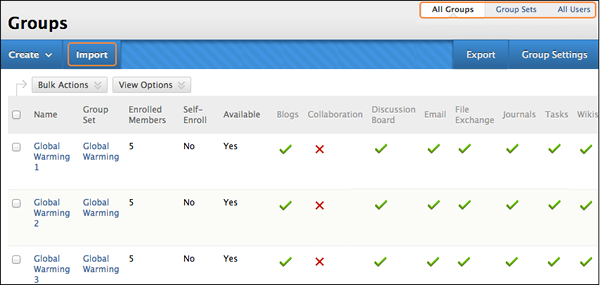 Allocate group tools from one page view