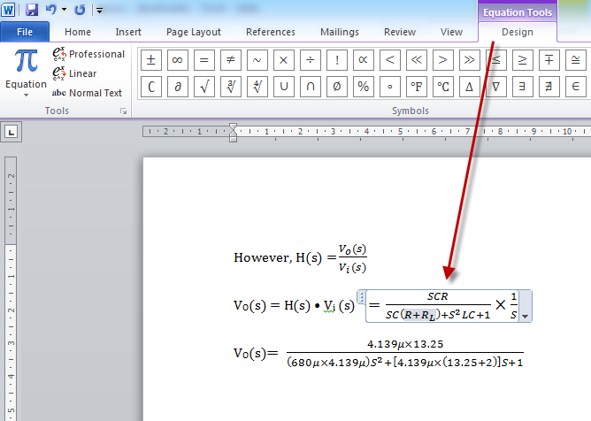 Using the Equation Tools