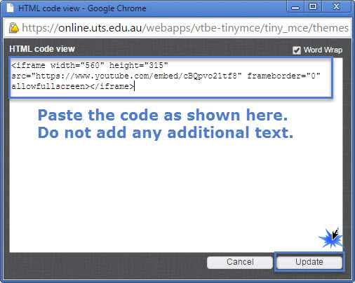 Paste the embed code