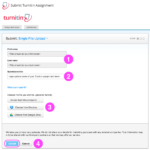 A Turnitin submission form as it appears in UTS Online (Blackboard). The form displays your first name, last name and a box to enter a submission title. There are three options for choosing a file. Finally links to Upload or Cancel the submission.